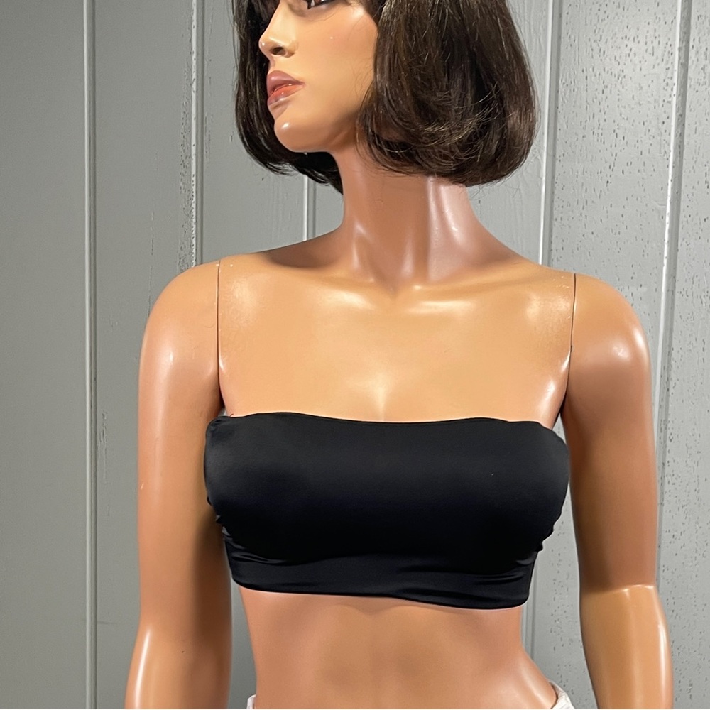* Women’s Black Bandeau Buckle Push Up Strapless Bra Sz L